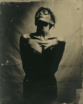 Vintage  Femme Fatale Portrait on Wet Plate