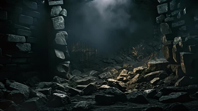 Shattered stone and decrepit masonry standing guard over a forgotten secret entombed deep within the darkness.