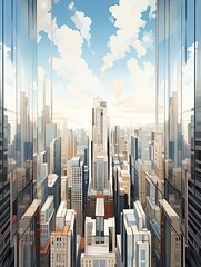 Skyscraper Views Urban Heights: Captivating Wall Prints