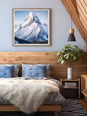 Snow-Capped Mountains Alpine Cabin Wall Art - A Breathtaking View of the Majestic Alps