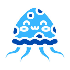 Jellyfish Solid Color Icon Design Vector