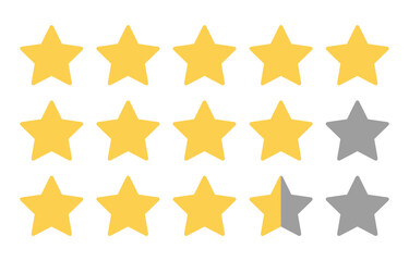 Five star review icon vector. Customer rating feedback symbol