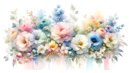 Fototapeta na wymiar Watercolor flowers on a white background
