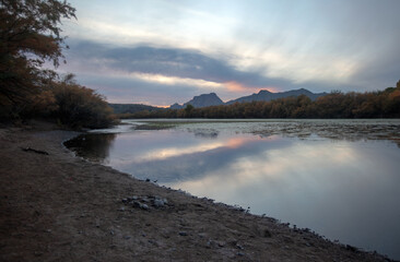 Sunset sky over Salt River near Mesa Arizona United States