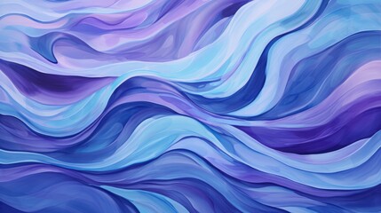 A Serene Painting of Blue and Purple Waves