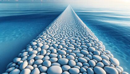 海上に伸びる白い石の道