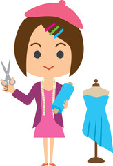 女性ファッションデザイナーのイメージイラスト