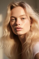 Obraz premium Close-up portrait of a young girl with natural makeup