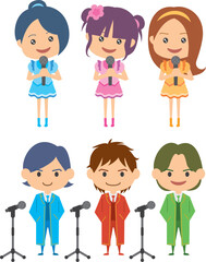 アイドルグループのイメージイラスト（男女セット）