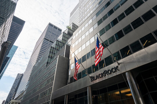 New York, NY, USA - July 5, 2022: Exterior view of BlackRock's global headquarters in New York City. BlackRock is an American global asset management firm and a provider of investment management.
