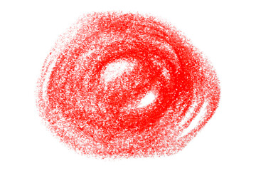 Red crayon scribbles isolated on transparent background.