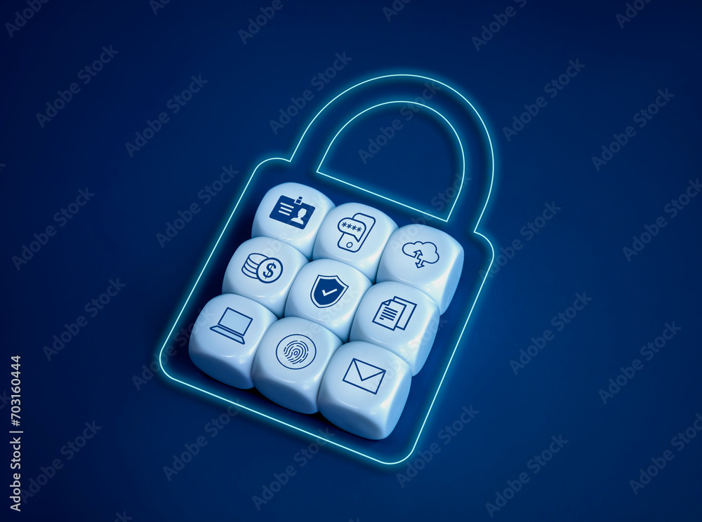 Poster personal data protection and cyber security network system of internet technology concepts. digital 
