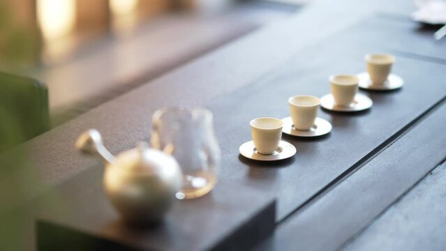 tea sets on table