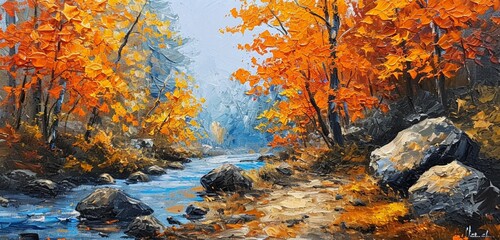 autumn forest in the morning