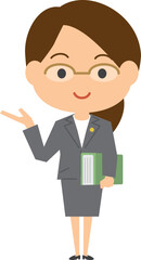 Fototapeta premium 六法全書を持っている女性弁護士のイメージイラストセット