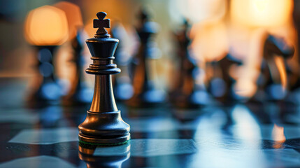 Chess board game to represent the business strategy with competition in the world market. and find out the best solution to meet target objective and goal. Sign and symbol of challenging as concept.