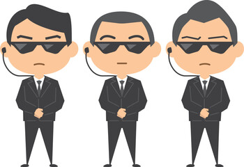 Fototapeta premium 黒いスーツを着たSPのイメージイラスト