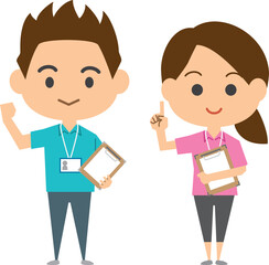スポーツインストラクターのイメージイラスト（男女セット）