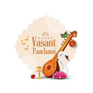 Happy Vasant Panchami Background. Creative vector illustration design.