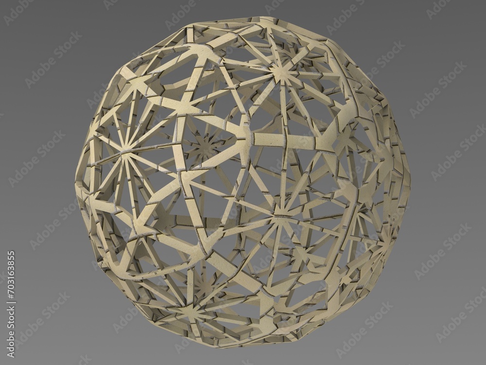 Poster wireframe shape geometric faceted sphere 3d print model