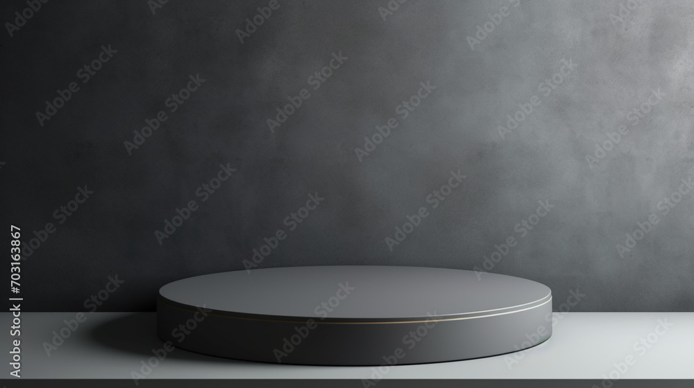 Poster podium abstract grey background for cosmetic product presentation. modern minimal showcase with gene