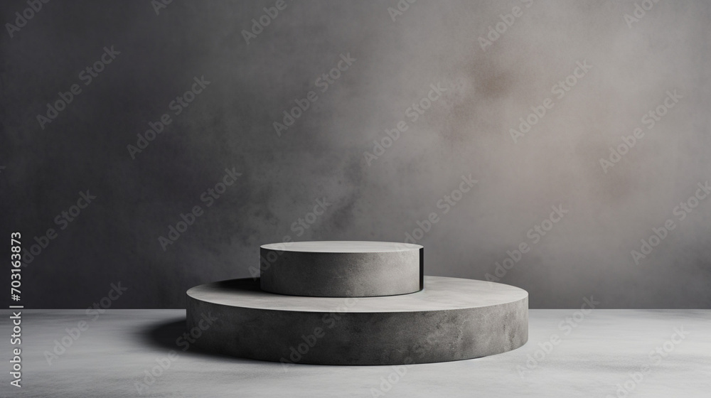 Poster podium abstract grey background for cosmetic product presentation. modern minimal showcase with gene