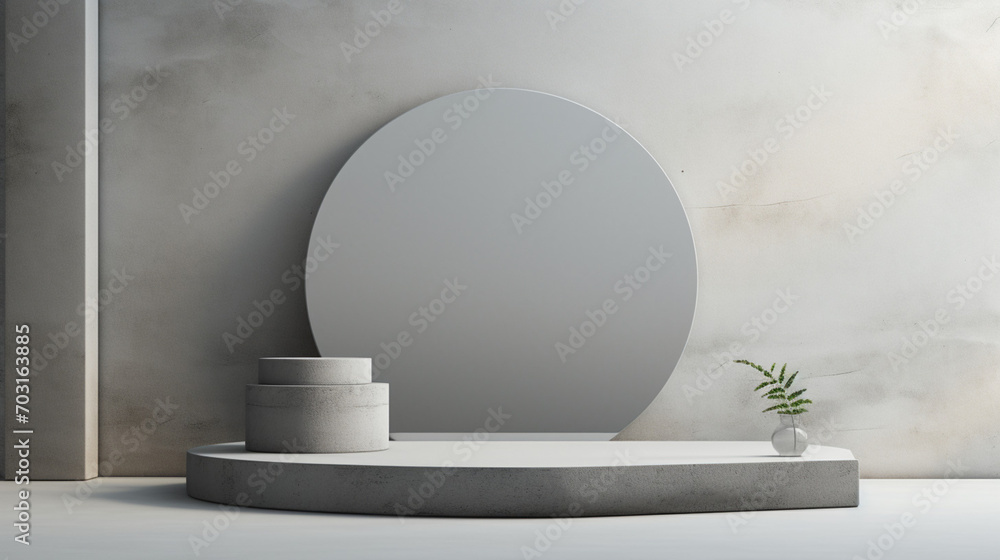 Poster podium abstract grey background for cosmetic product presentation. modern minimal showcase with gene
