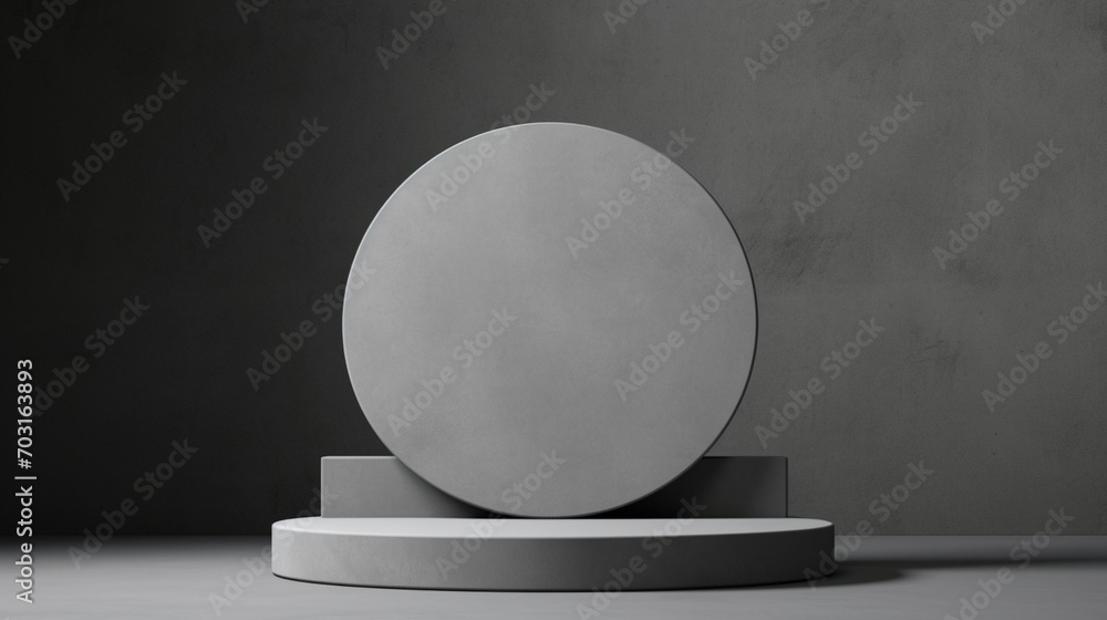 Poster podium abstract grey background for cosmetic product presentation. modern minimal showcase with gene