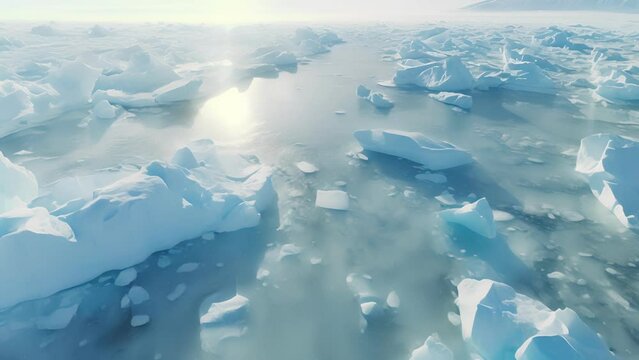 Witness the raw power of nature as a drone hovers over a sprawling ice shelf, documenting the moment it splinters and splits into jagged crevices.