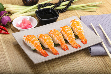 Japanese cuisine - sushi with prawn