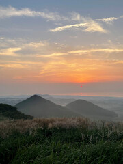 The sunset view from the mountain. The mountains and natural scenery of the East