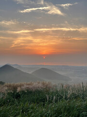 The sunset view from the mountain. The mountains and natural scenery of the East