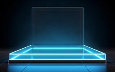 futuristic gaming esports cyan neon glass display podium