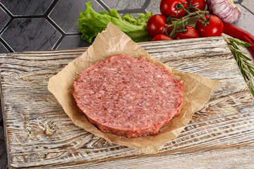 Raw beef uncooked burger cutlet