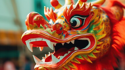 Fototapeta na wymiar Traditional dragon dance festival. Chinese New Year celebration