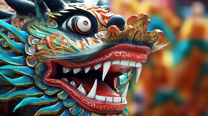 Traditional dragon dance festival. Chinese New Year celebration