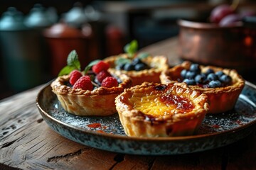 fresh tart is served at the kitchen table professional advertising food photography