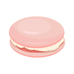 Pink macaroon almond cookie. Dessert tasty food. Vector illustration	