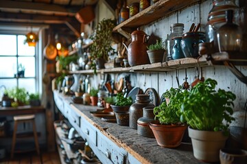 kitchen room with many kitchenware professional advertising food photography