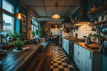 Fotobehang kitchen minimalist with soft lighting interior professional advertising photography © MeyKitchen
