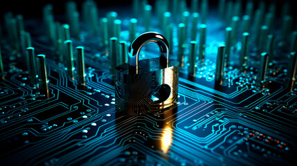 Global online security, data processing, digital interface and connections.