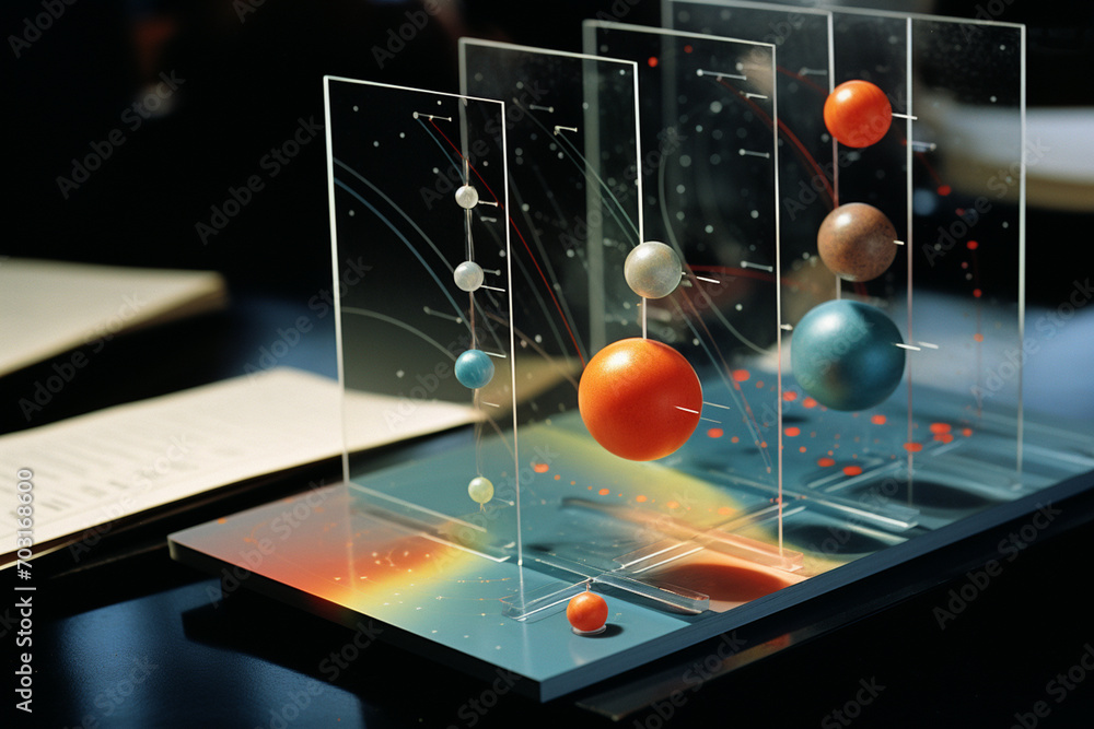 Fototapete clear and minimal visualization of physics laws and principles for theoretical physics papers.