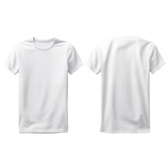 Men's White T-shirt Mockup Front and Back Isolated Transparent, Generative AI