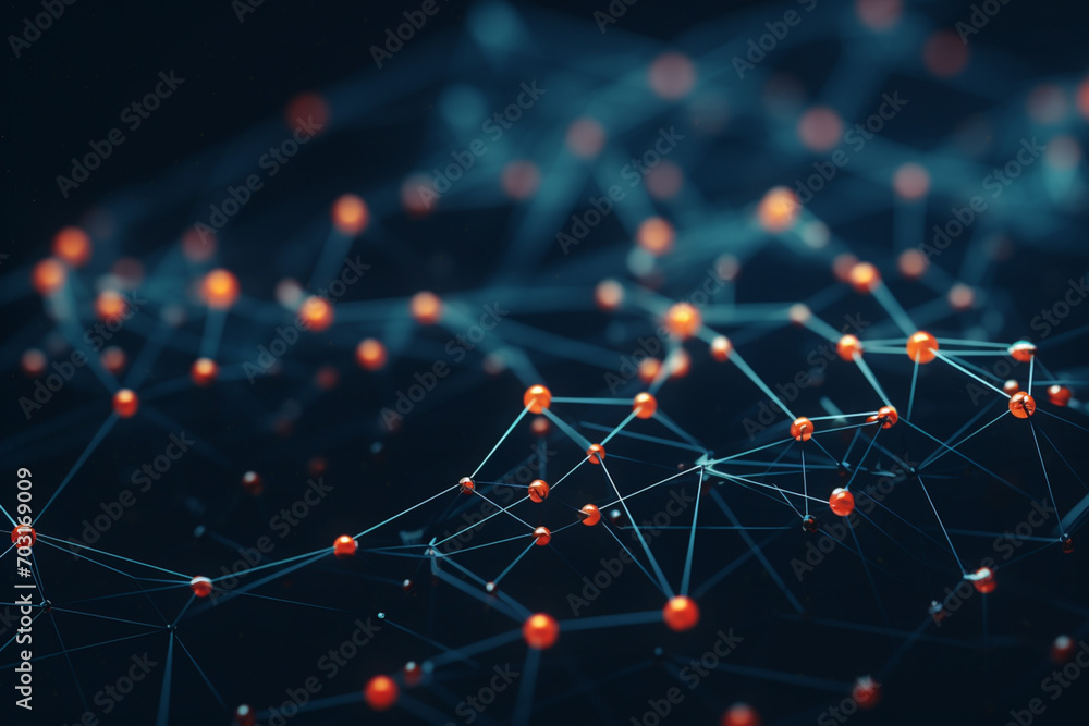 Poster minimal illustration of a neural network structure for articles in artificial intelligence.