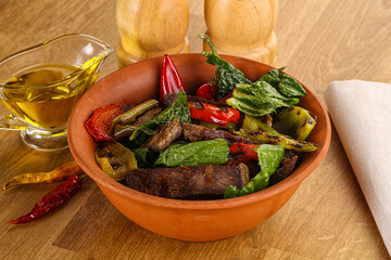 Salad with grilled beef steak