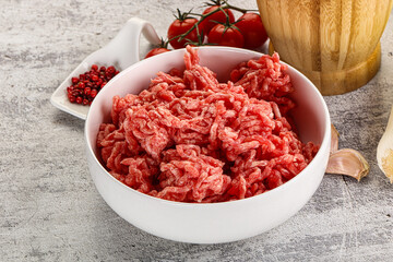 Minced beef meat in the bowl