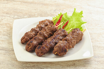 Beef kebab skewer minced meat