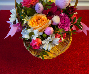Happy easter! Flat Lay, Internet banner, postcard on Easter