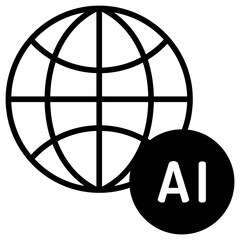 Global Ai solid glyph icon