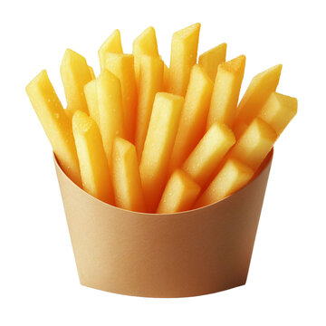 French fries or fried potatoes in a paper carton box PNG image